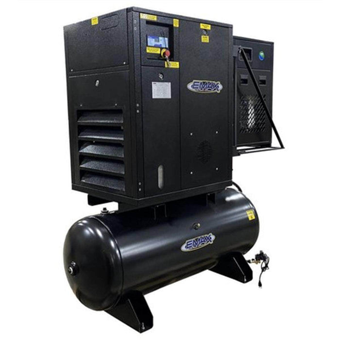 Emax Compressor Air Compressors Emax ERIK150003 15HP 3PH Industrial Rotary Screw Compressor – 120 Gal Tank Mount w/ Air