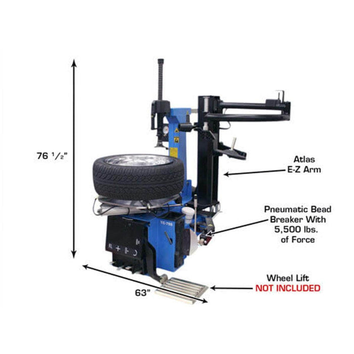 Atlas Auto Equipment Tire Changer Atlas Automotive Equipment TC755 Tilt-Back Rim-Clamp Tire Changer w/ E-Z Arm