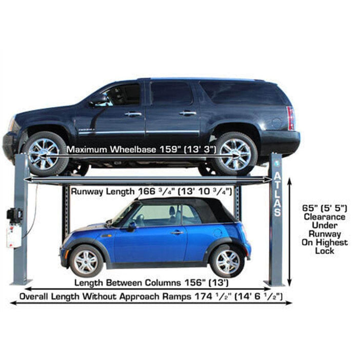 Atlas Auto Equipment Four Post Vehicle Lift Atlas Equipment 408SL Super Deluxe Portable Hobbyist 8,000 lb. Capacity 4-Post Lift