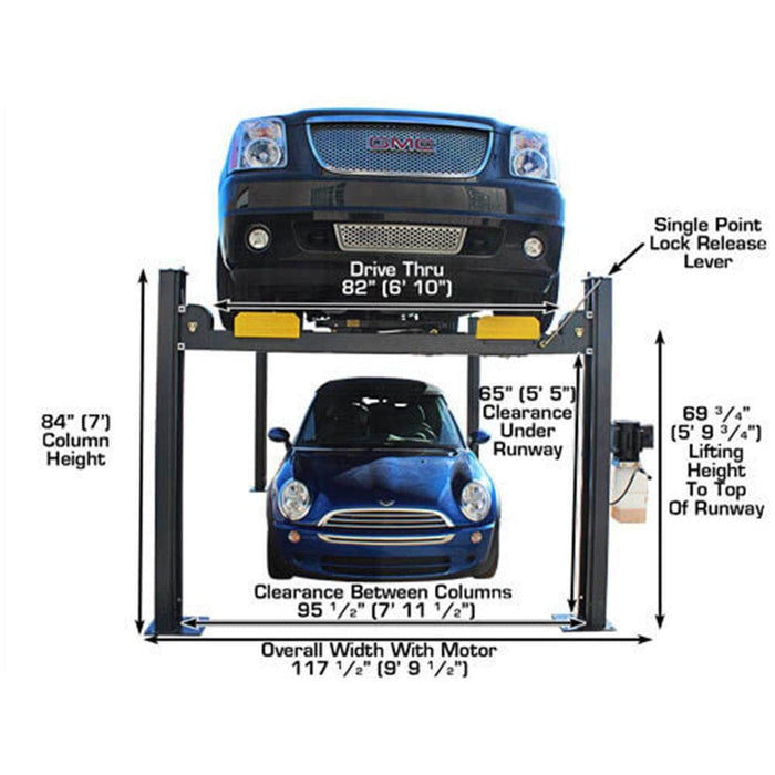 Atlas Auto Equipment Four Post Vehicle Lift Atlas Equipment 408SL Super Deluxe Portable Hobbyist 8,000 lb. Capacity 4-Post Lift