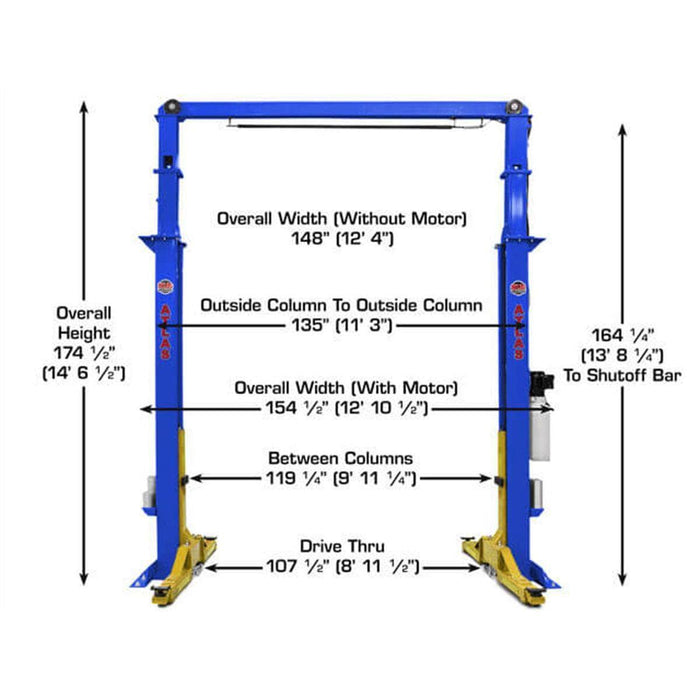 Atlas Auto Equipment Two Post Vehicle Lift Atlas Equipment Platinum PVL15 ALI Certified Commercial Overhead 15,000 lb. Capacity 2-Post Lift