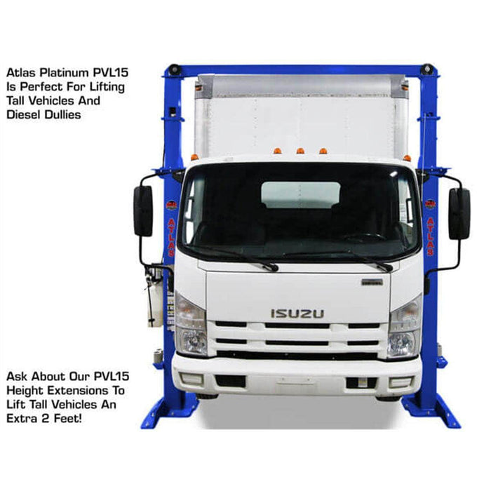 Atlas Auto Equipment Two Post Vehicle Lift Atlas Equipment Platinum PVL15 ALI Certified Commercial Overhead 15,000 lb. Capacity 2-Post Lift