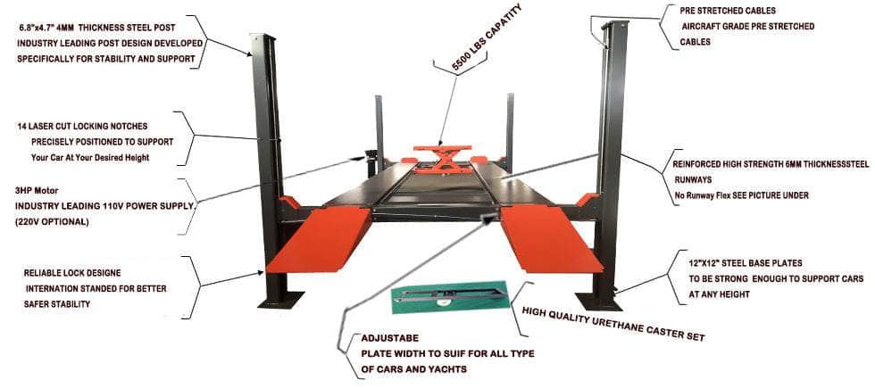 Katool Four Post Vehicle Lift Katool KT-4H110 Four Post Vehicle Lift 11,000lbs