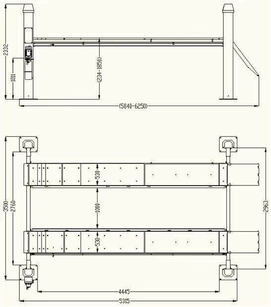 Katool Four Post Vehicle Lift Katool KT-4H150 Heavy Duty 4-Post Alignment Lift 15,000lbs (Rolling Jack Included)