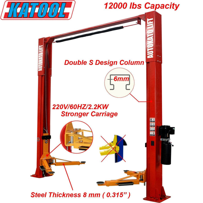 Katool Two Post Vehicle Lift Katool KT-M120 Two Post Clear-floor Vehicle Lift 12,000lbs