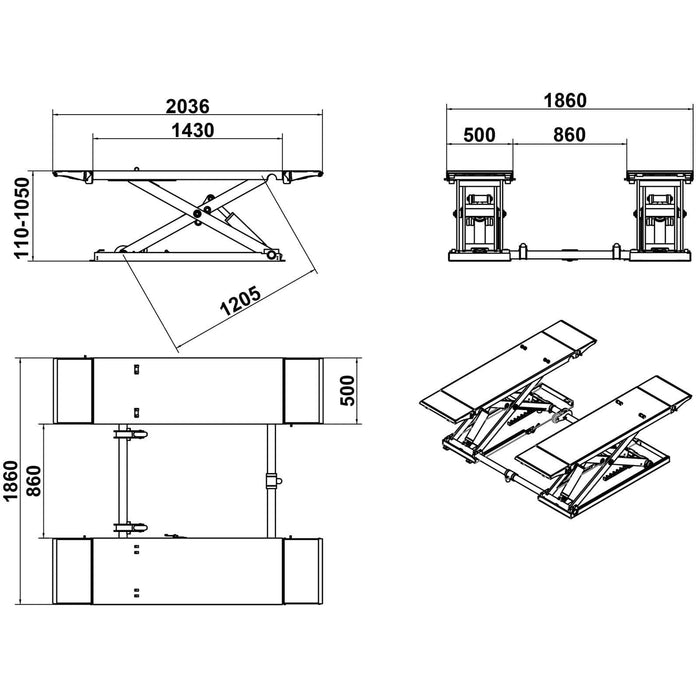 Katool Scissor Lift Katool KT-X80-PNEUMATIC Mid Rise Scissor Lift